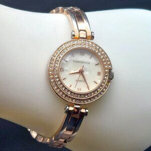 Charter Club Womens Quartz Watch Gold-Tone Crystal Accents Roman Numerals Stainl
